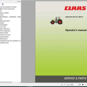 Claas Tractor Axion 840 810 CMATIC Operators Manual 1