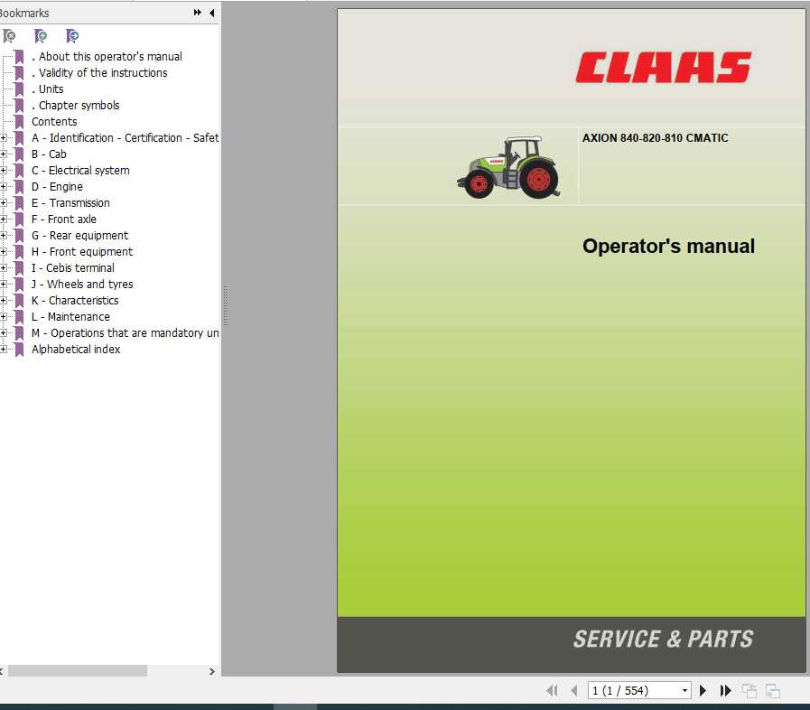 Claas Tractor Axion 840 810 CMATIC Operators Manual 1