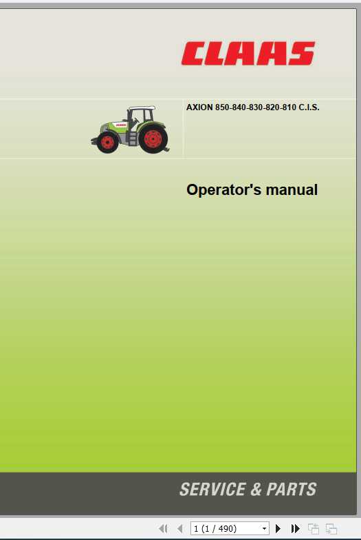 Claas Tractor Axion 850 810 C.I.S Operators Manual 1