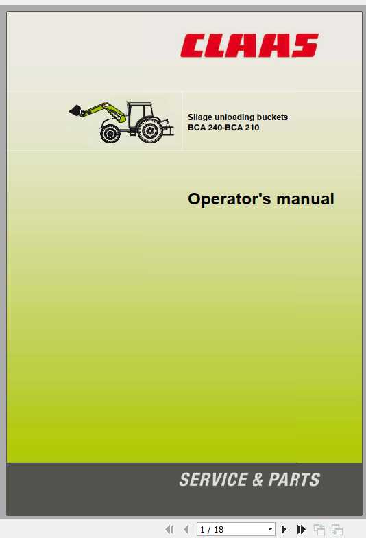 Claas Tractor BCA 240 BCA 210 Operators Manual 1