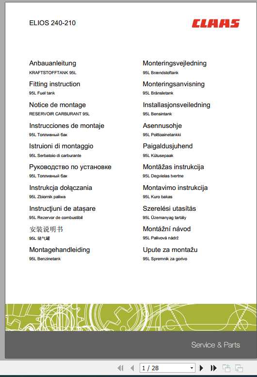 Claas Tractor ELIOS 240 210 Fitting Instruction 1