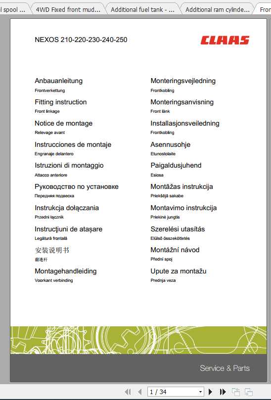 Claas Tractor NEXOS 210 220 230 240 250 Fitting Instruction 1