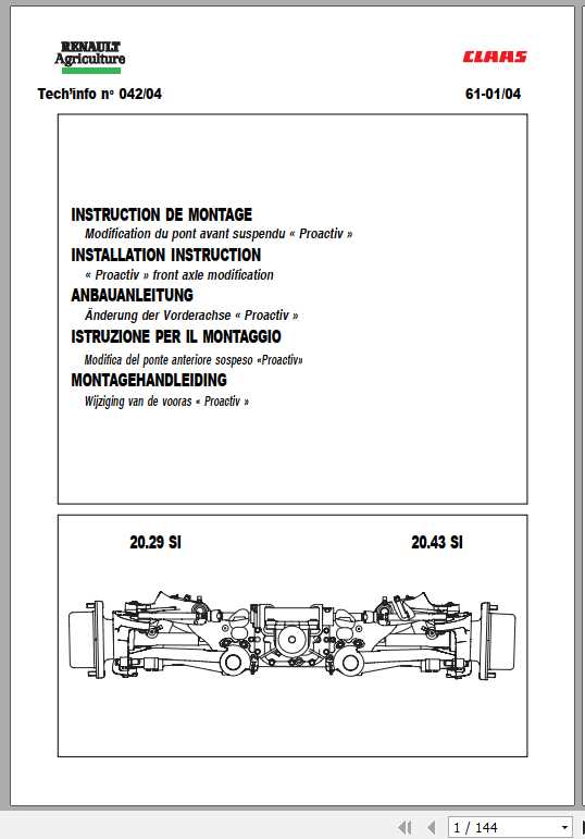Claas Tractor Proactiv Fitting Instruction FR DE EN RU 1