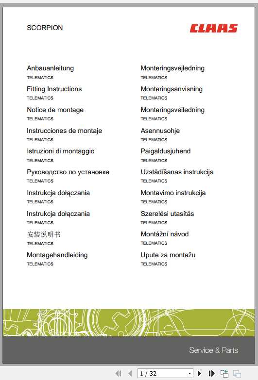 Claas Tractor SCORPION Fitting Instruction1