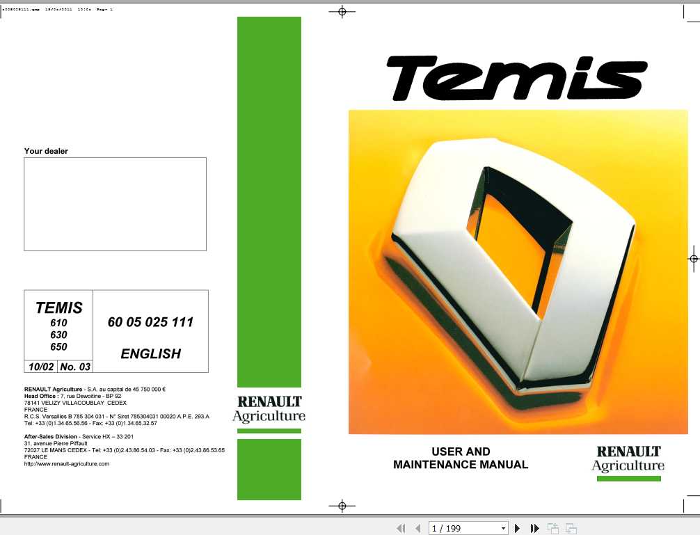 Claas Tractor TEMIS 610 630 650 Use and Maintenance Manual 1