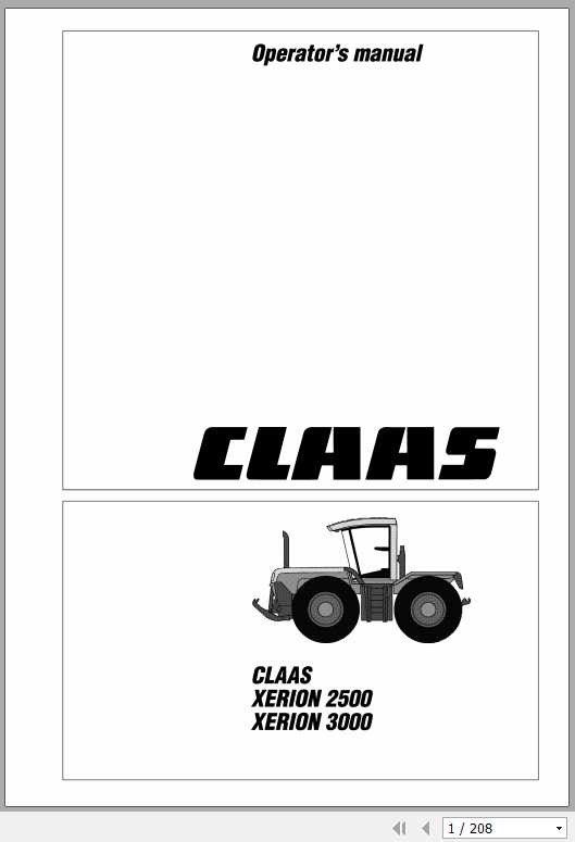 Claas Tractor Xerion 3000 2500 Operators Manual 1