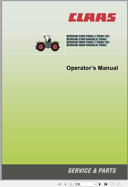 Claas Tractor Xerion 3300 TRAC Xerion 3800 SADDLE TRAC Operators Manual 1