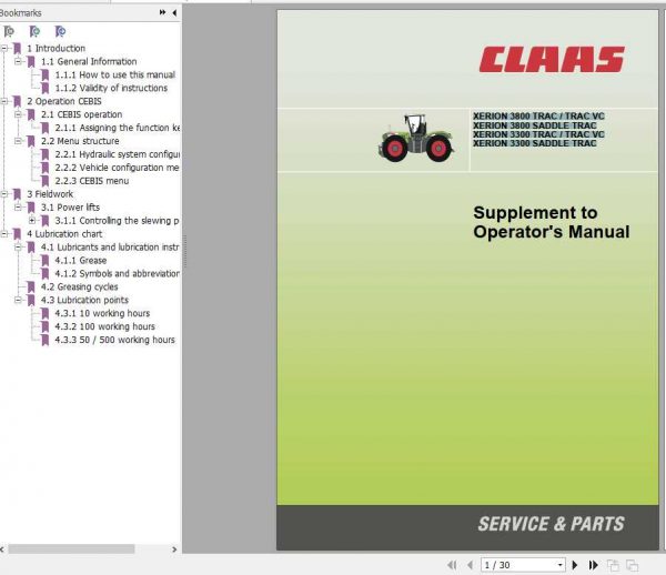 Claas Tractor Xerion 3800 TRAC 3300 SADDLE TRAC Operators Manual 1