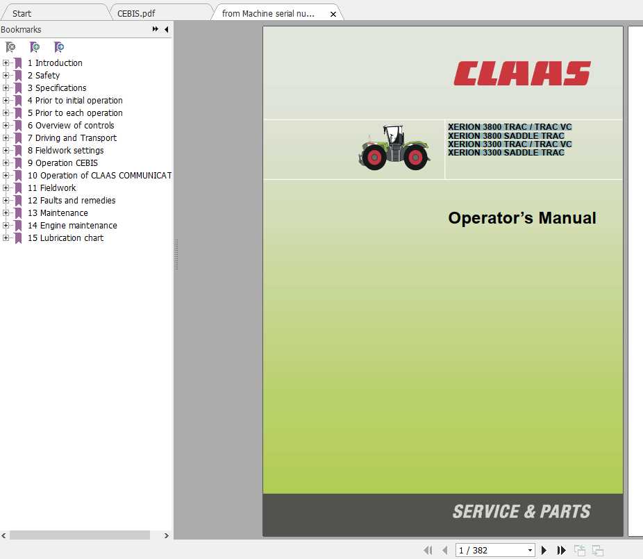 Claas Tractor Xerion 3800 TRAC TRAC VC Xerion 3300 SADDLE TRAC Operators Manual 1
