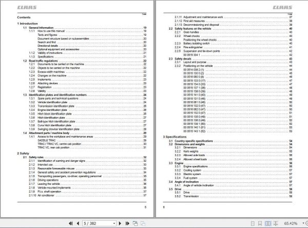 Claas Tractor Xerion 3800 TRAC TRAC VC Xerion 3300 SADDLE TRAC Operators Manual 2