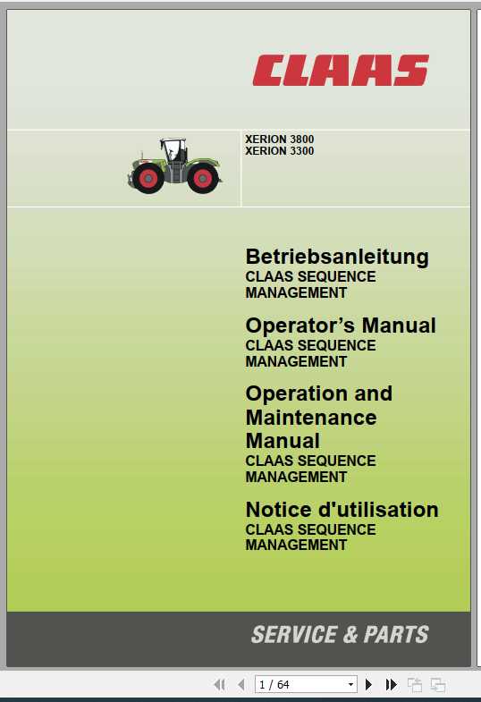 Claas Tractor Xerion 3800 Xerion 3300 Operators Manual 1