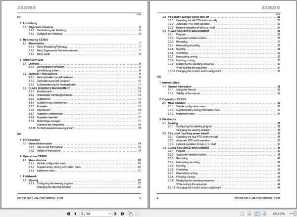 Claas Tractor Xerion 3800 Xerion 3300 Operators Manual 2