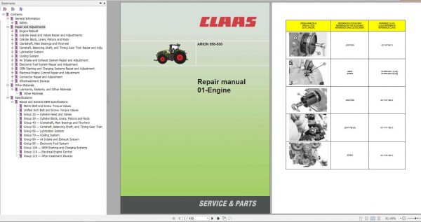 Claas Tractors ARION 550 530 Engine Repair Manual 1