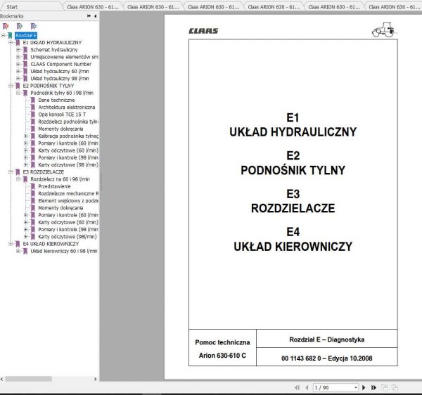 Claas Tractors ARION 630 610C Diagnostyka PL Repair Manual 2