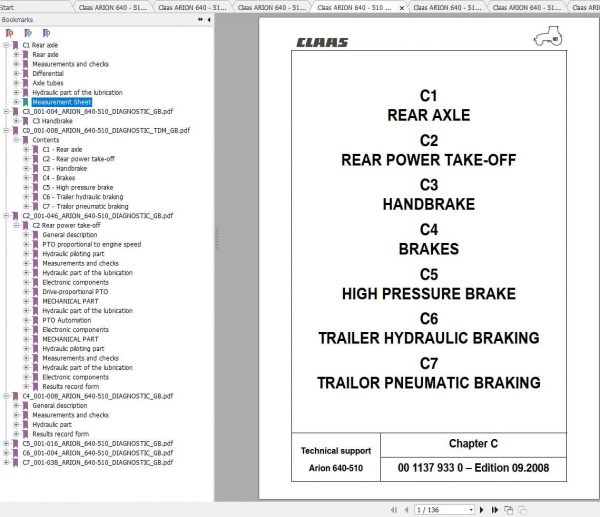 Claas Tractors ARION 640 510 Diagnostics EN Repair Manual 1