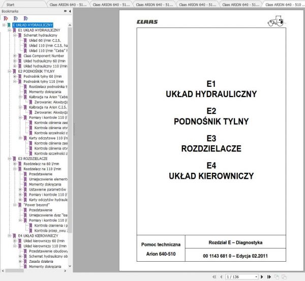 Claas Tractors ARION 640 510 Diagnostyka PL Repair Manual 2