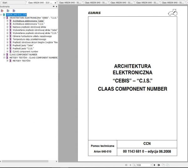 Claas Tractors ARION 640 510 Diagnostyka PL Repair Manual 3