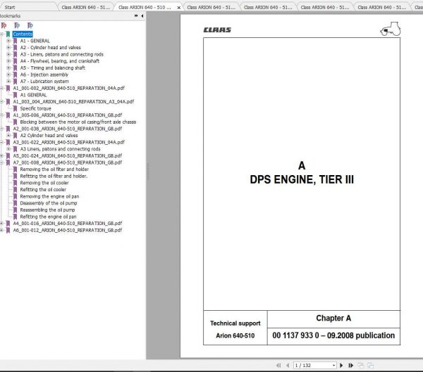 Claas Tractors ARION 640 510 Reparation EN Repair Manual 1