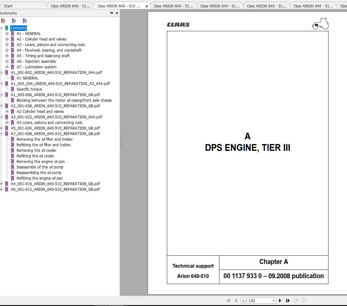 Claas Tractors ARION 640 510 Reparation EN Repair Manual 1