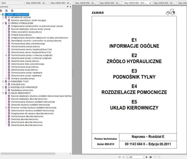 Claas Tractors ARION 850 810 Naprawa PL Repair Manual 1