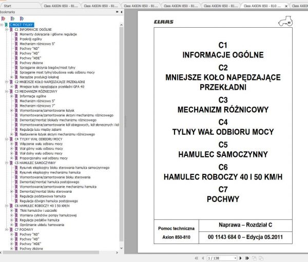 Claas Tractors ARION 850 810 Naprawa PL Repair Manual 2