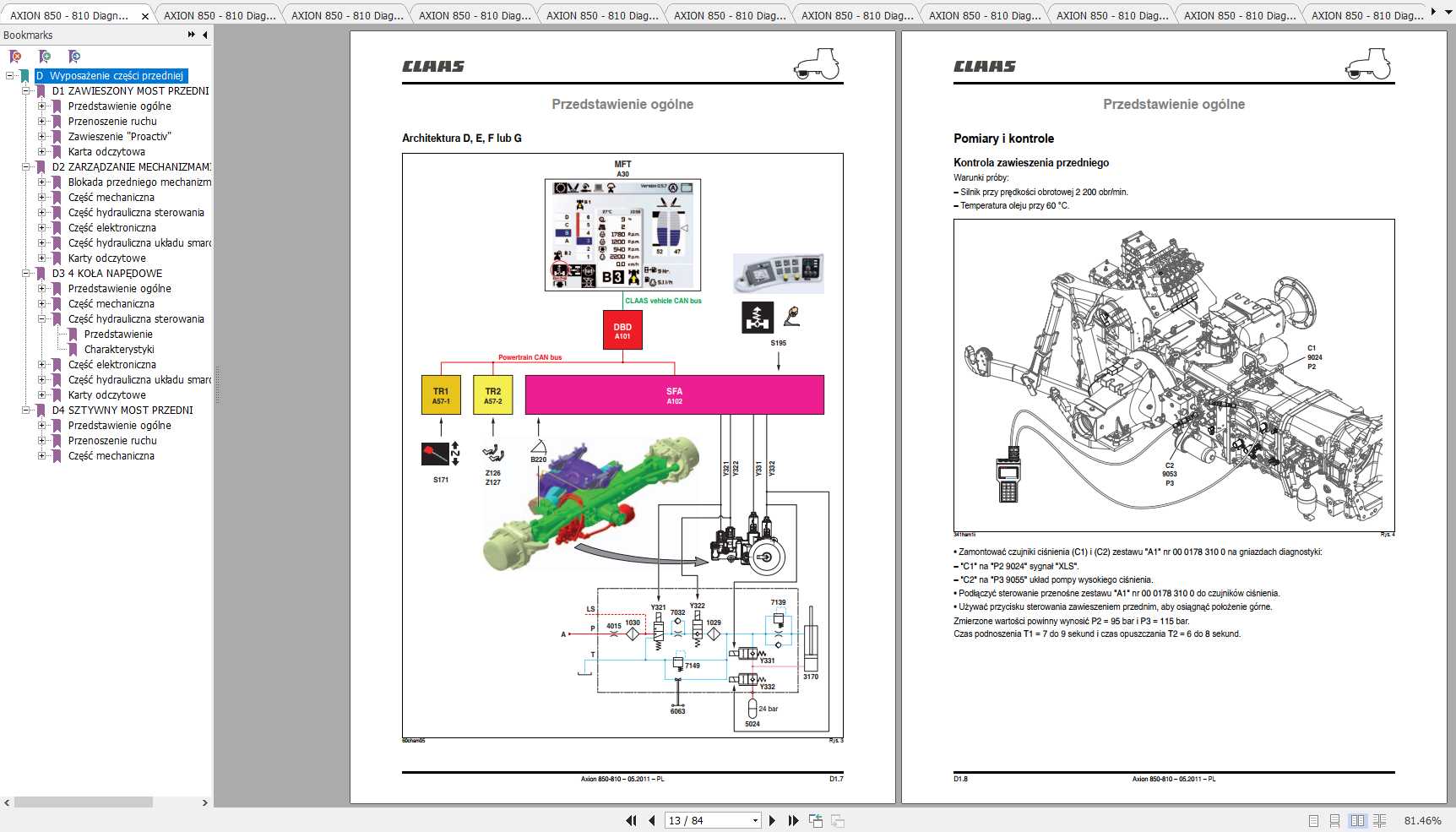 Claas Tractors AXION 850 810 Diagnostics Repair Manual PL 1