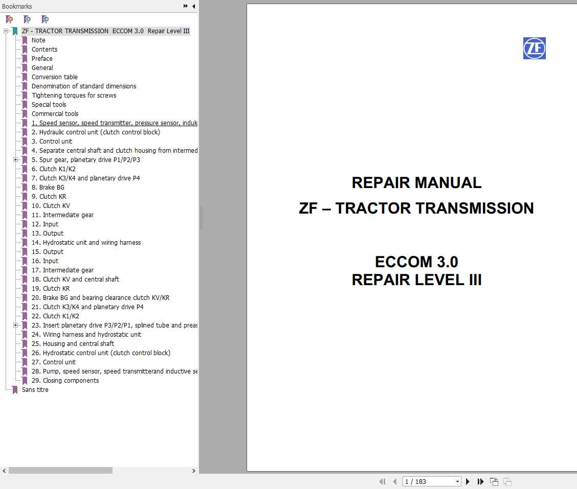 Claas Tractors ZF Transmissiom ECCOM 3.0 Repair Manual 1