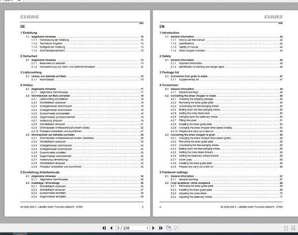 Claas Tucano 480 470 Operators Manual FR DE EN RU 2