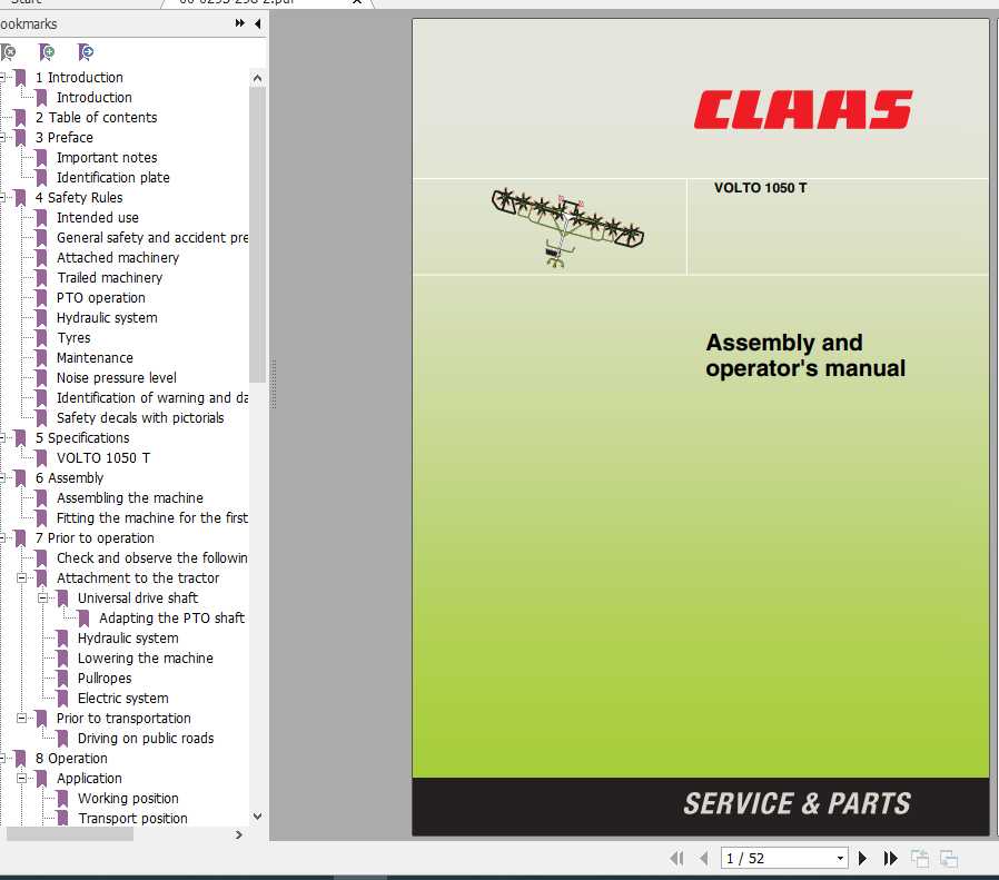 Claas Volto 1050 T Operators Manual 1