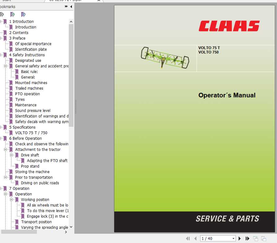 Claas Volto 75 T Volto 750 Operators Manual 1