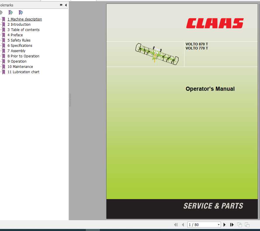 Claas Volto 870 T Volto 770 T Operators Manual 1