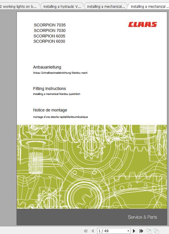 Class Telehandlers SCORPION 7035 7030 6035 6030 Fitting Instruction FR DE EN RU 1