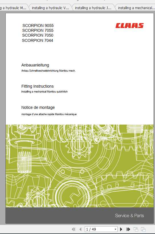 Class Telehandlers SCORPION 9055 7055 7055 7044 Fitting Instruction FR DE EN RU 1