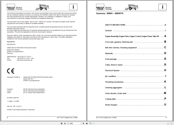 DEUTZ FAHR 5650H 5690 HTS Combine Workshop Manual 2