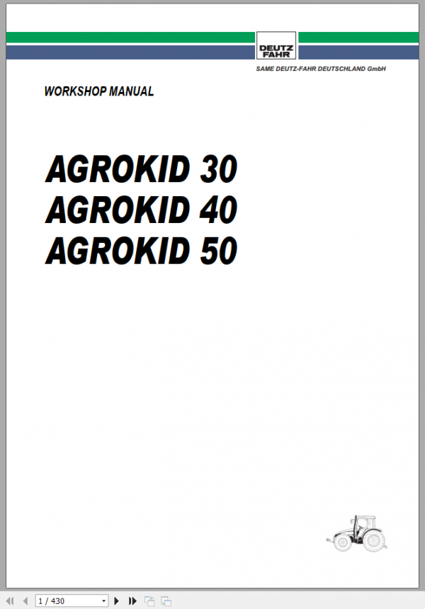 DEUTZ FAHR AGROKID 30 40 50 Workshop Manual 1