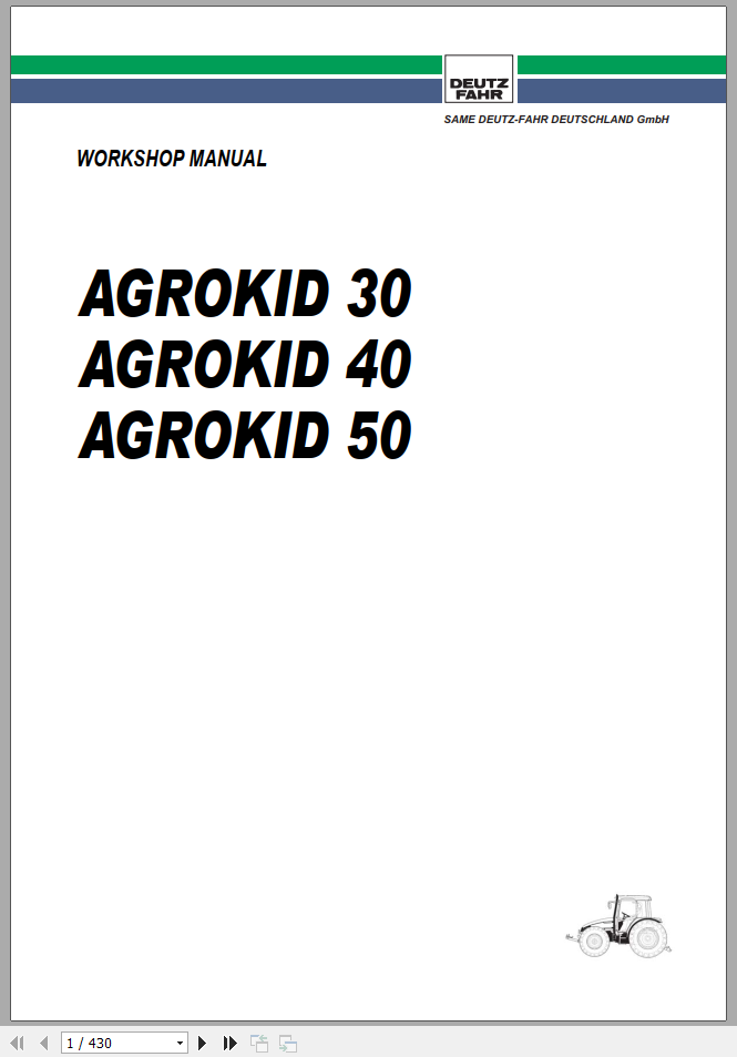 DEUTZ FAHR AGROKID 30 40 50 Workshop Manual 1