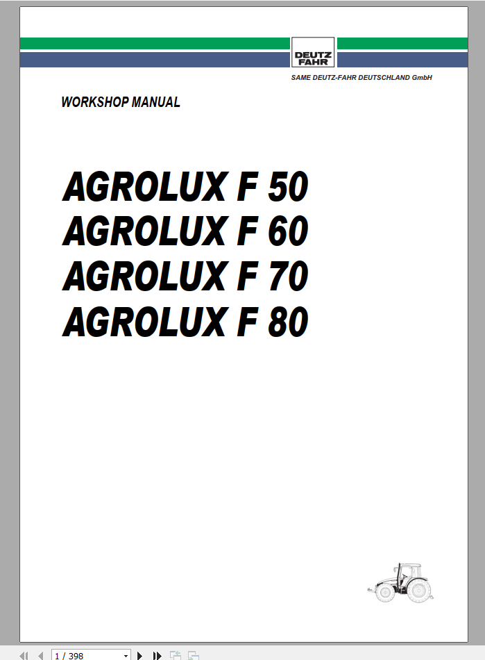 DEUTZ FAHR AGROLUX F50 F60 F70 F80 Workshop Manual 1