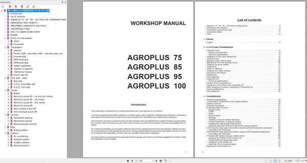 DEUTZ FAHR AGROPLUS 75 85 95 100 Workshop Manual 2