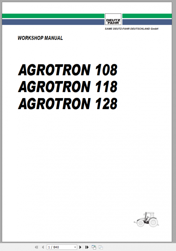 DEUTZ FAHR AGROTRON 108 118 128 Workshop Manual 1