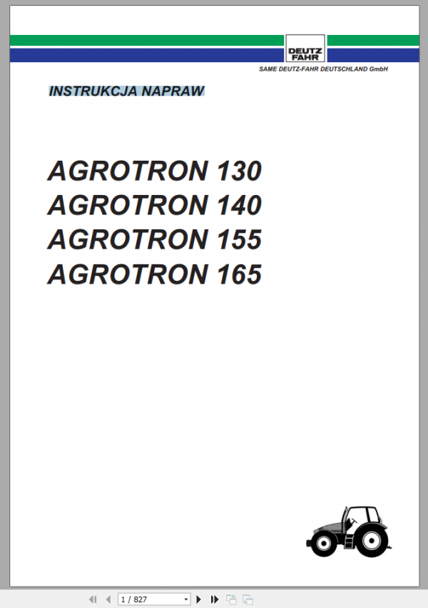 DEUTZ FAHR AGROTRON 130 140 155 165 MK3 Workshop Manual Poland 1