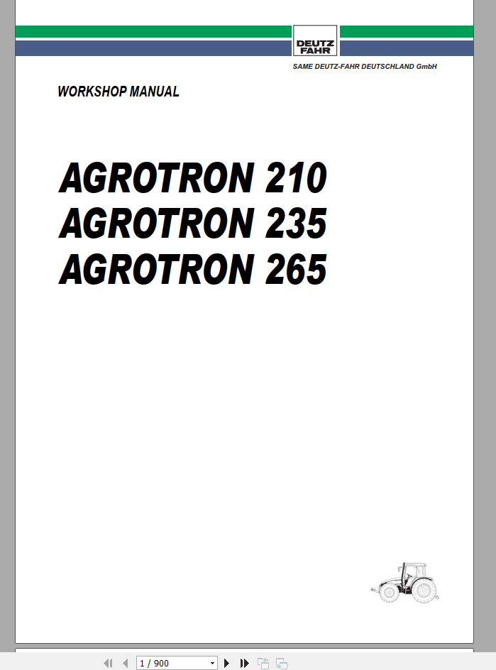 DEUTZ FAHR AGROTRON 210 235 265 Workshop Manual 1