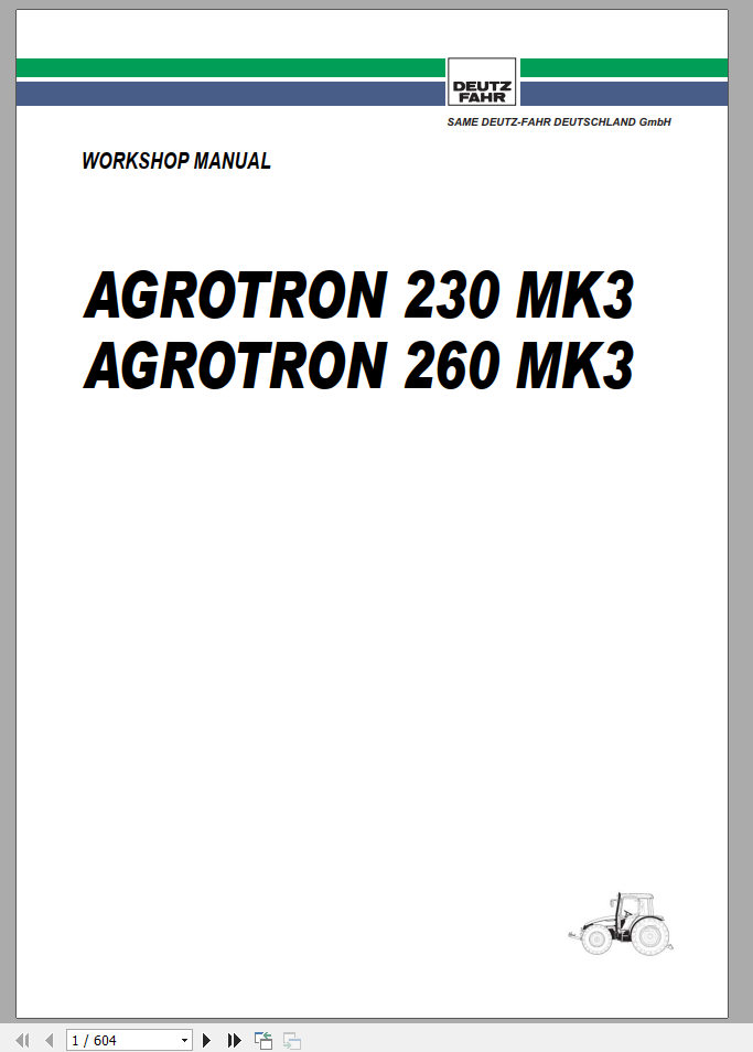 DEUTZ FAHR AGROTRON 230 260 MK3 Workshop Manual 1