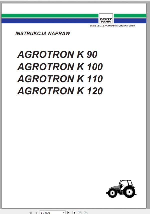 DEUTZ FAHR AGROTRON K 90 100 110 120 Workshop Manual Poland 1