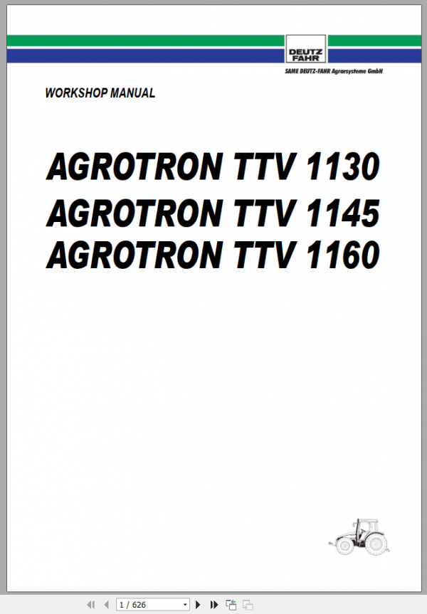 DEUTZ FAHR AGROTRON TTV 1130 1145 1160 Workshop Manual 1