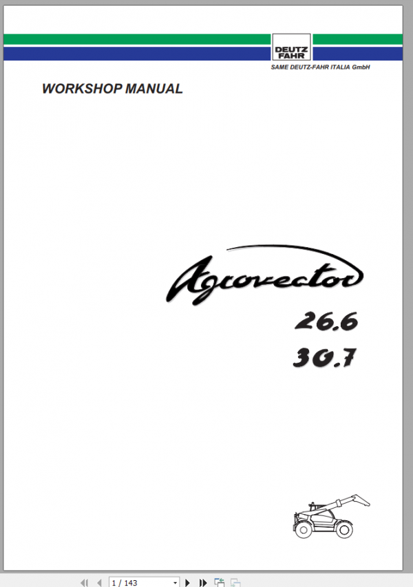 DEUTZ FAHR AGROVECTOR 26.6 30.7 Workshop Manual 1