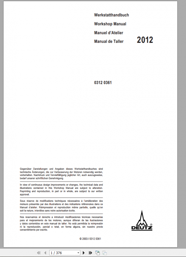 DEUTZ FAHR ENGINES BFM 2012 Workshop Manual 1