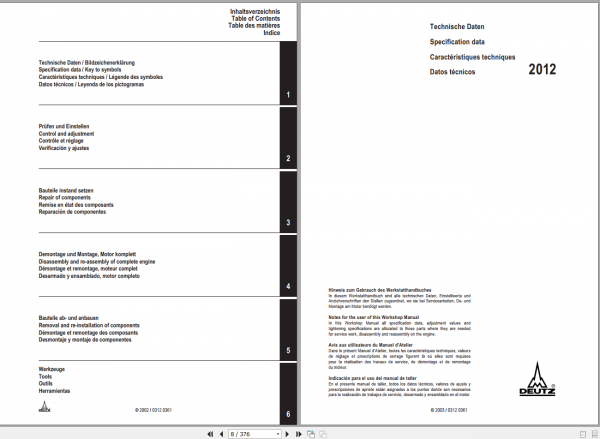 DEUTZ FAHR ENGINES BFM 2012 Workshop Manual