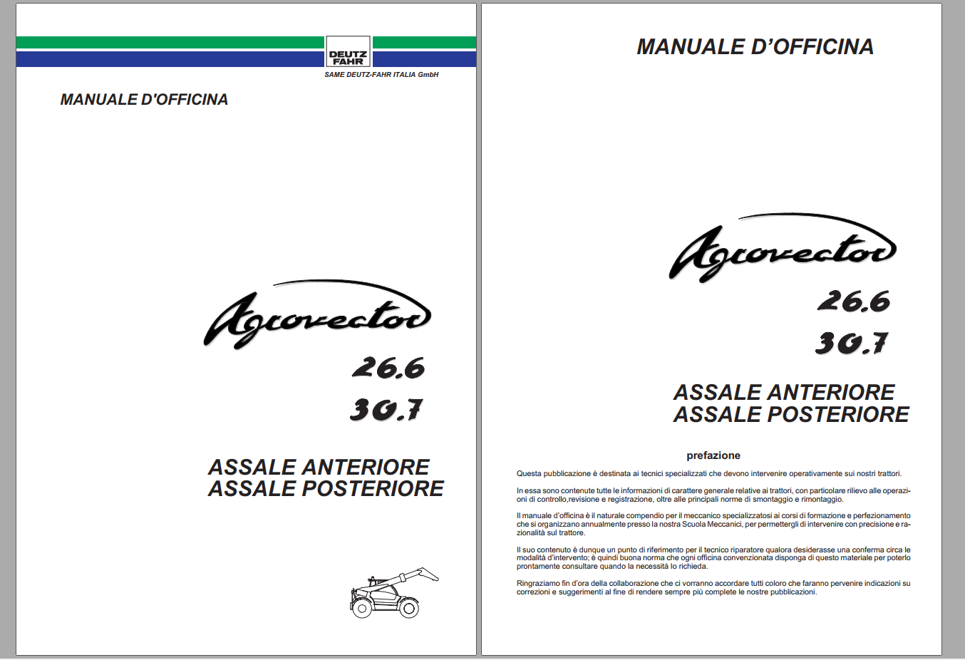 DEUTZ FAHR FRONT AND REAR AXLE AGROVECTOR 26.6 30.7 Workshop Manual Italian 1