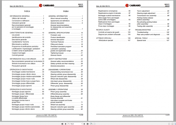 DEUTZ FAHR FRONT AND REAR AXLE AGROVECTOR 26.6 30.7 Workshop Manual Italian 2