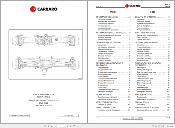 DEUTZ FAHR FRONT AXLE FOR AGROTRON 120 130 Repair Manual 1